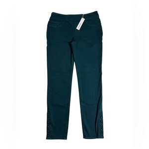 Chicos Women’s Jegging Ankle Jeans US Sz 2 Teal Pull On Stretch Stud Detail NWT